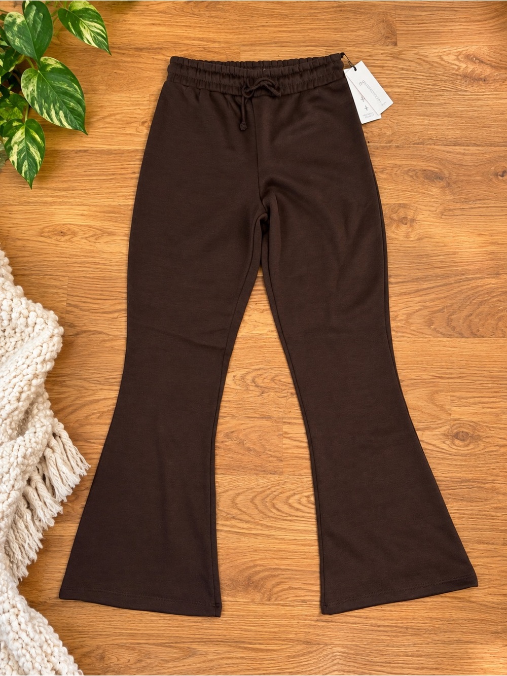 Brown Flared Knit Bottoms